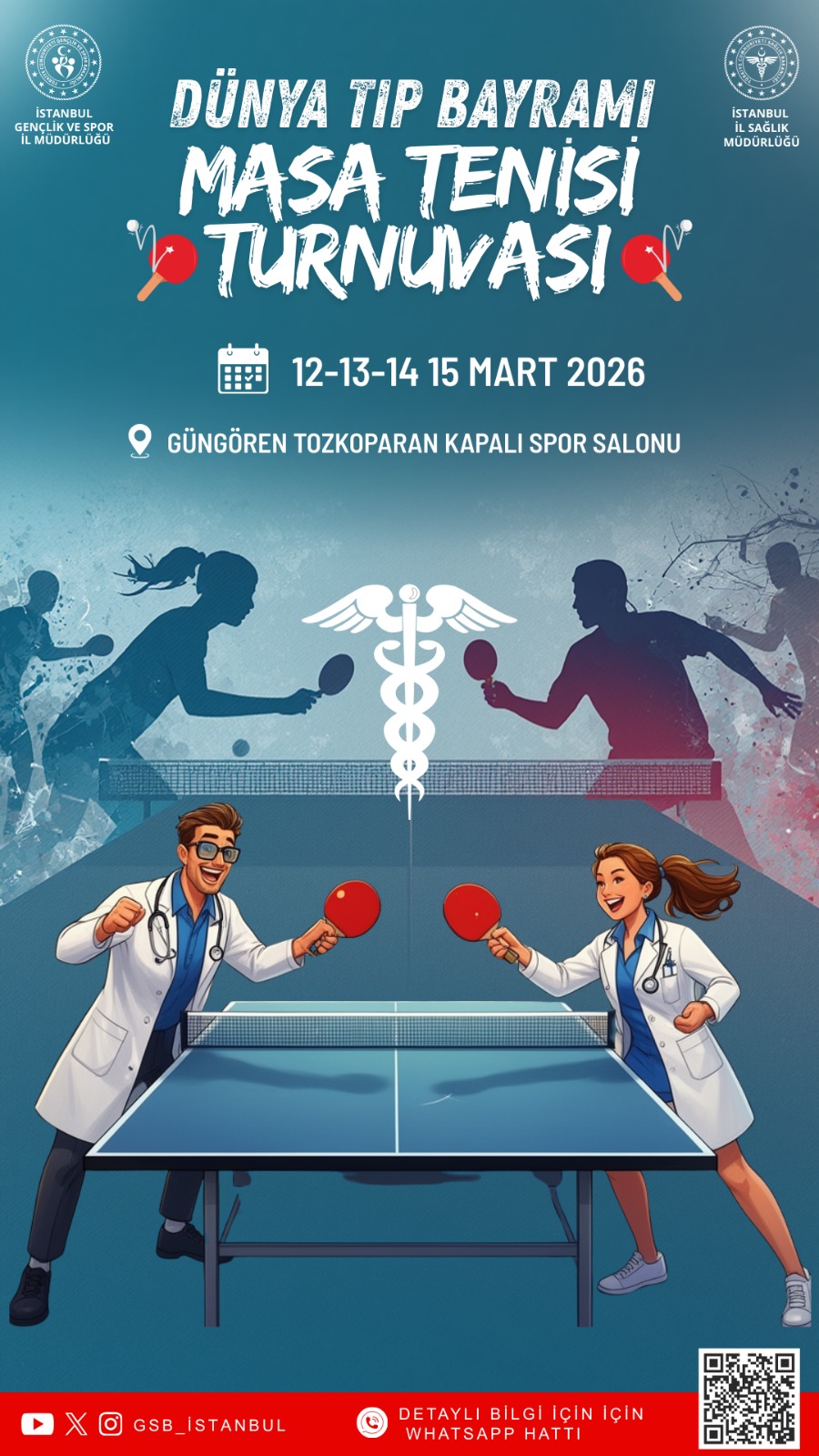 14 mart tıp bayramı sağlık çalışanları masa tenisi turnuvası