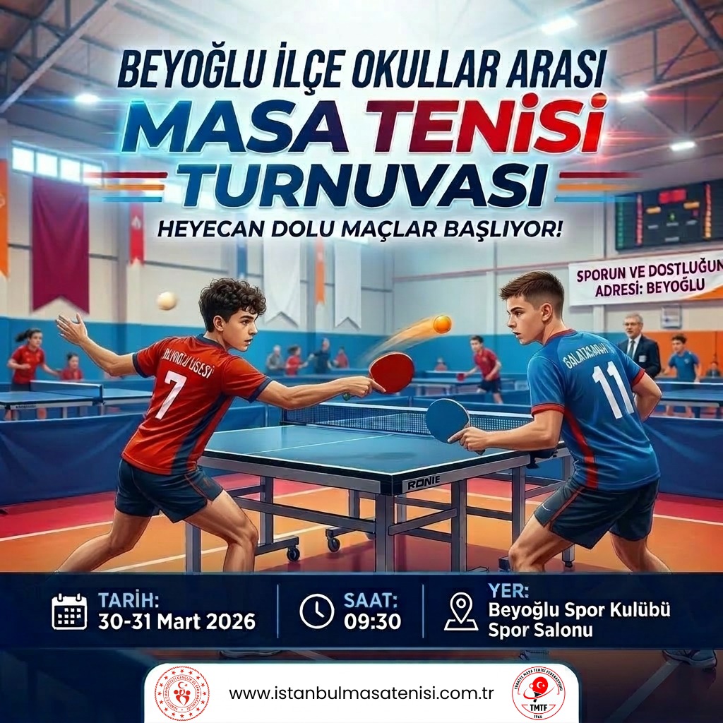 beyoğlu ilçe okullar arası masa tenisi turnuvası