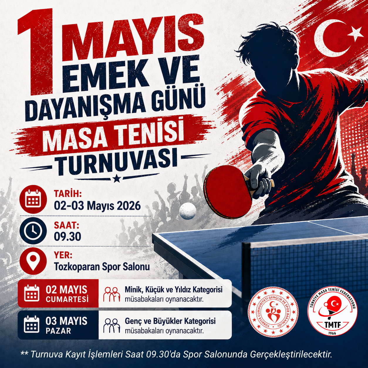 1 Mayıs Emek ve Dayanışma Günü Masa Tenisi Turnuvası