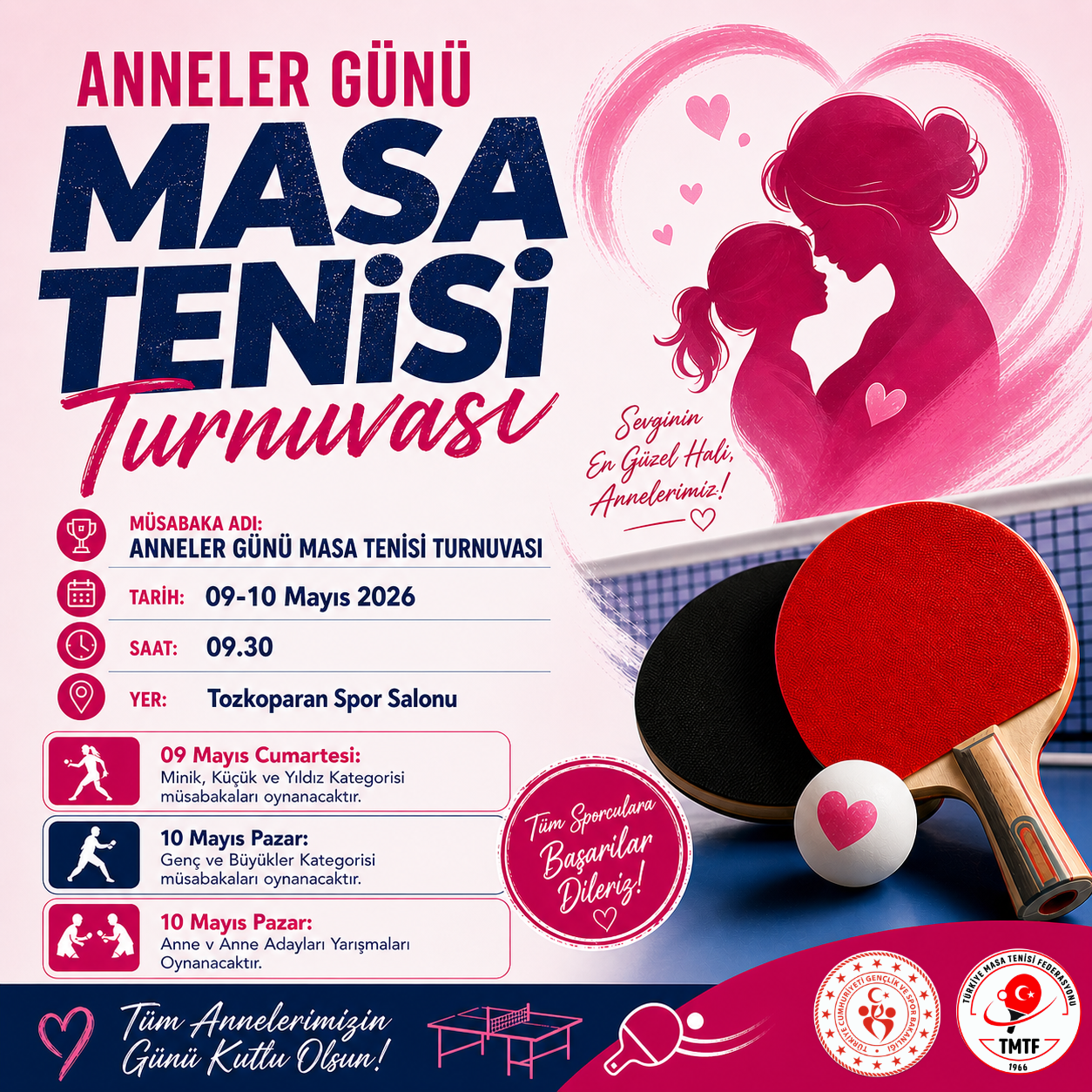 anneler günü masa tenisi turnuvası