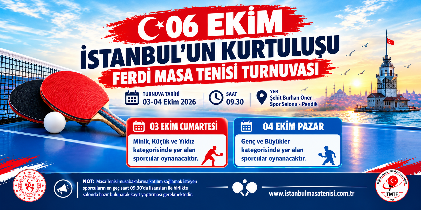 06 ekim istanbu'un kurtuluşu ferdi masa tenisi turnuvası