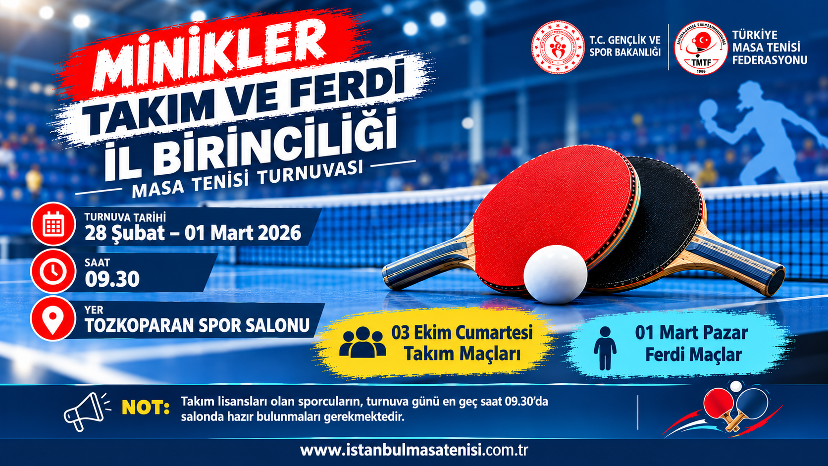 minikler masa tenisi takım ve ferdi il birinciliği